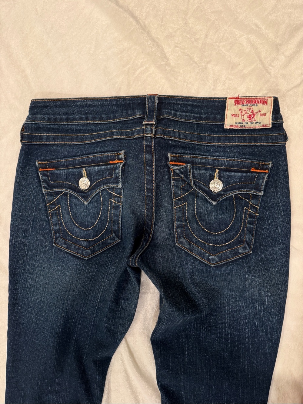 True Religion Women's Dark Indigo Straight Leg Jeans